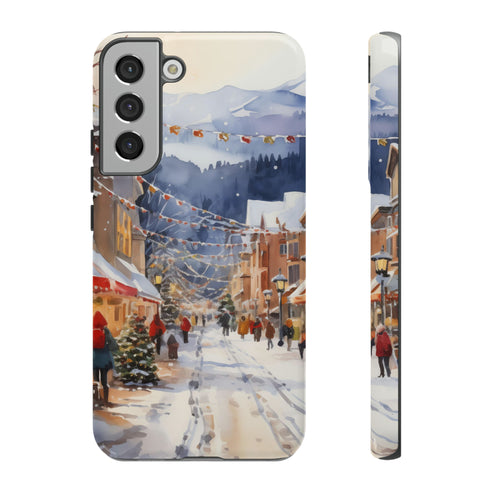 Bustling Victorian Christmas Market - Impact Resistant Phone Case Samsung Galaxy S22 Plus Glossy